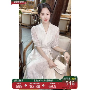 “白月光”的希臘女神裙 真絲桑蠶絲白色法式連衣裙女夏季溫柔風