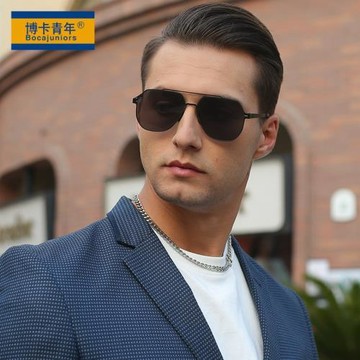 尼龍片時尚黑色金屬架太陽鏡 超薄男士開車駕駛墨鏡遮陽防紫外線
