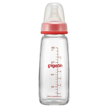 pigeon 貝親 母乳實感標準中玻奶瓶 M奶嘴  紅色  200ml  1個