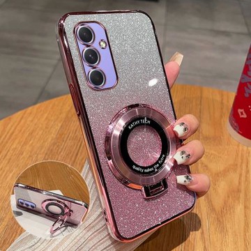 三星A54新款手機殼高端漸變閃粉時尚適用SamsungA54硅膠磁吸支架全包超薄透明軟殼Galaxya54防摔奢華5G保護套