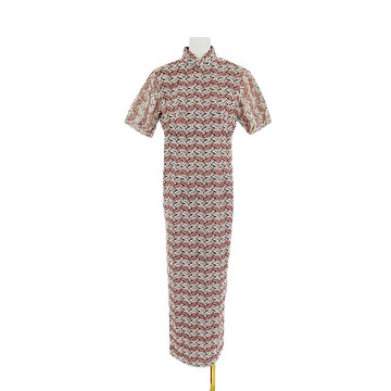 二手  黑米咖配色 刺繡織紋 古董訂製 短袖 旗袍 OPF308