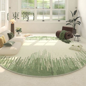 地毯 房間地毯 客廳地毯 床邊地毯 臥室地毯 圈絨圓形地毯 草綠色法式客廳地毯 臥室床邊毯 沙發茶幾毯