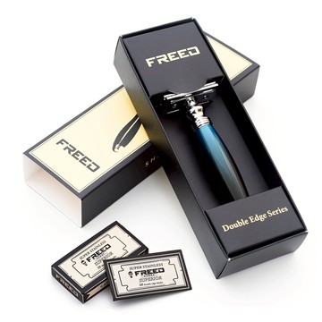 [快速出貨]【FREED】封閉式復古雙刃安全刮鬍刀- 銀河藍 (附刀片10片) 客製化刻字 生日禮物 送禮推薦 男生禮物 現貨 摩羯座 水瓶座 禮物獨家 新品上市 情人節禮物
