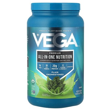 Vega, 有機植物基蛋白質，優質多合一營養，原味，1 磅 10.9 盎司（763 克）