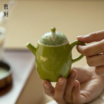 蘋果綠釉下彩手繪單茶壺景德鎮手工陶瓷泡茶壺帶過濾功夫茶具
