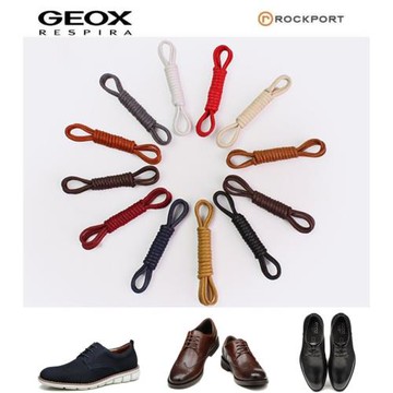 Rockport皮鞋打蠟圓鞋帶 樂步男商務鞋女休閑鞋深棕色米色鞋帶黑