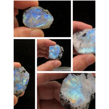 印度 天然水晶月光石原石 寶石 手把件 藍光強 非拉長石 一物一圖