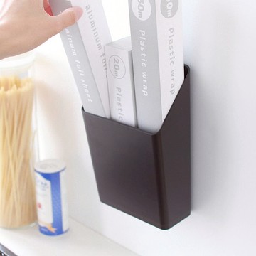 PLYS base無痕貼壁掛式錫箔紙/保鮮膜收納架-2色可選 焦糖棕