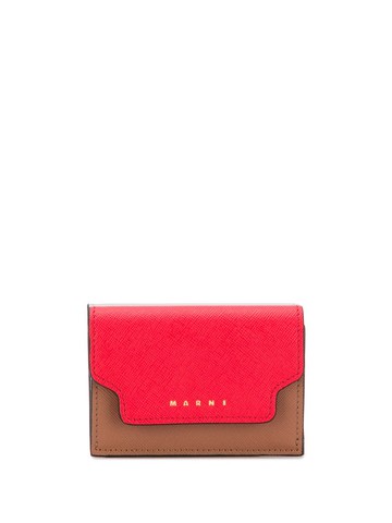 Marni - contrast fold-over purse - women - Calf Leather/Lamb Skin/Cotton - One Size - Grey