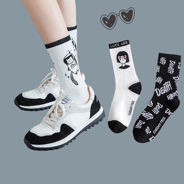 創意塗鴉 長襪【台灣現貨】D631 襪子 中筒襪 隱形襪 除臭襪 船型襪 短襪 男襪 襪子男 襪子女 彈性襪 潮襪 船襪