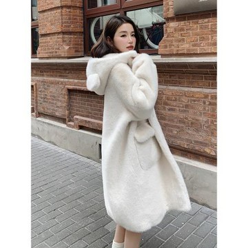 環保仿貂絨皮毛一體皮草外套女2025冬季新款中長款加厚毛絨絨大衣
