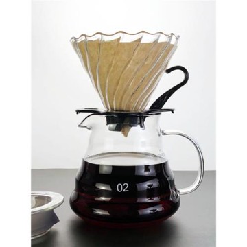 耐熱高硼硅玻璃美式過濾杯套裝濾紙家用套裝V60手沖咖啡壺滴漏杯