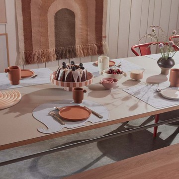 OYOY 矩形矽膠餐墊 / 粉藍圈圈 (2入組)