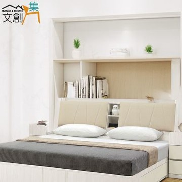 文創集 美亞5尺雙人貓抓皮床頭箱(不含床底＋不含床墊)-152x25x107cm免組