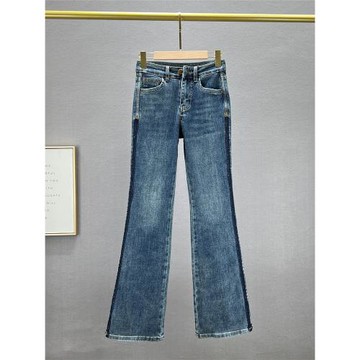 牛仔喇叭褲女長褲2023年秋季新款彈力高腰顯瘦ins歐貨微喇拖地褲