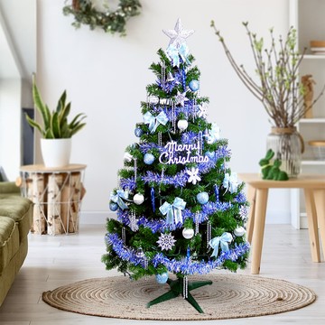 耶誕豪華版裝飾聖誕樹 藍銀色系飾品組 不含燈  150cm  綠色  1組