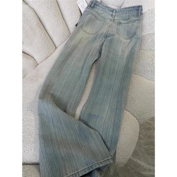 淺藍色直筒牛仔褲女新款2025爆款早春小個子高腰寬松顯瘦闊腿褲子