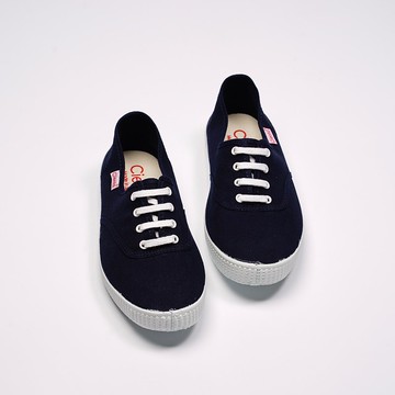 西班牙國民帆布鞋 CIENTA 52000 77 深藍色 經典布料 大人 繫帶款