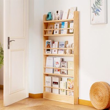 Happylife 實木薄型門後收納書架 五層80公分 Y12367
