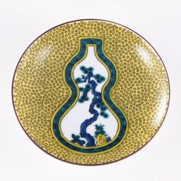 日本製 九谷燒 緣起豆皿-古九谷青手葫蘆豆皿 10.5cm 青郊窯 小皿 點心盤 飾盤 禮物【南風百貨】
