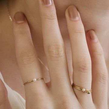 LESIS｜Pearl Bean Ring 珍珠細戒指 - 美規US#5
