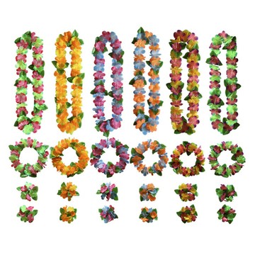 夏威夷花環 四件組 草裙舞花圈 接機獻花 活動迎賓道具 派對表演 尾牙化妝舞會 啦啦隊 Cosplay道具