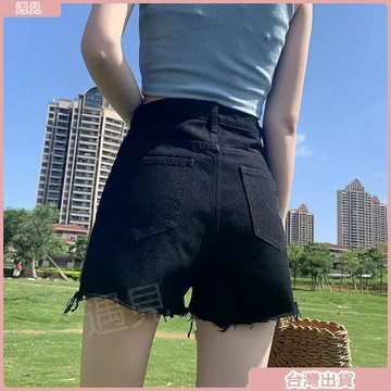 限時特價💕毛邊牛仔褲女夏季2026年新款黑色顯瘦辣妹寬鬆直筒褲短褲熱褲褲子