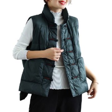 [米蘭精品] 現貨+預購 頂級真羽絨背心90%鴨絨羽絨衣秋冬保暖上衣大碼休閒女裝-民族風女外套3色74mw2