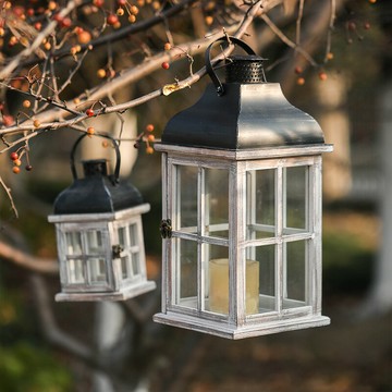 美式復古做舊燭臺手提風燈實木原木鐵藝民宿風格戶外庭院裝飾擺件