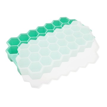 FANCY LIFE 造型矽膠冰格 37格  1個  模具(20.2 x 12 x 2.2cm) + 冰塊六角形直徑2.2cm  薄荷綠