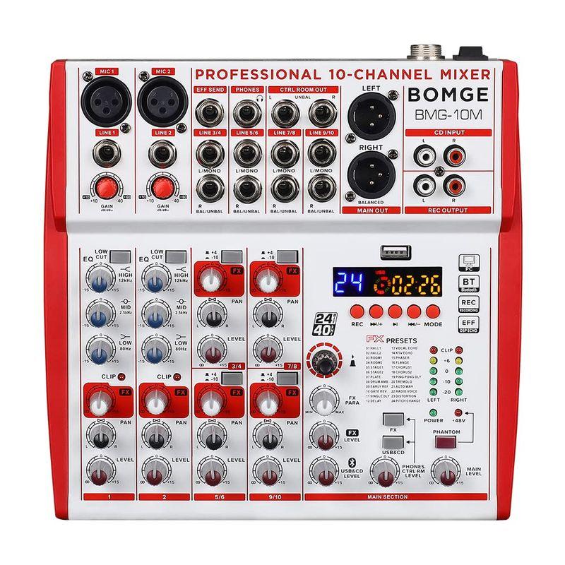 BOMGE 10 12 入力サウンド ボード ミキサー、マイク プリアンプとコンプレッサー、24DSP、ブルートゥース、48V 電源、ブリテ