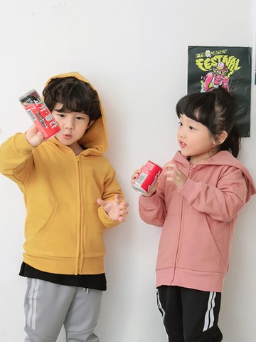 純棉多色百搭拉鍊連帽羅紋外套