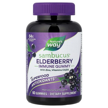 Nature's Way, Sambucus®，機體抵抗軟糖，接骨木果味，60 粒