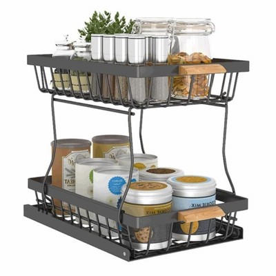 Metal Under Sink Organizers and Storage，2 Tier Drawer?Type Under Sink Stora