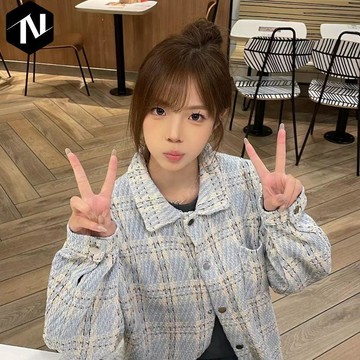 【Nico】♣️闆娘優選♣️ 原版面料複合內裏 情侶小香風格子開衫夾克原宿復古潮牌工裝外套 薄款 春秋款 寬鬆襯衫 長袖