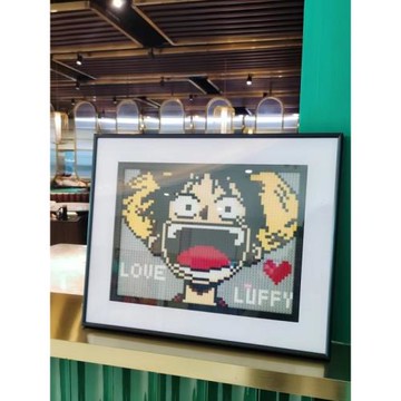 小顆粒積木畫拼裝海賊王路飛喬巴平面拼圖玩具裝飾擺件男女生禮物