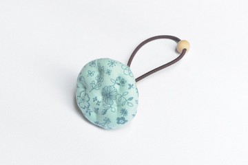 手感布餅乾髮束 - 藍碎花