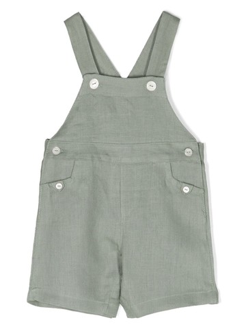 Tartine Et Chocolat - short linen dungarees - kids - Linen/Flax - 9 mths - Green