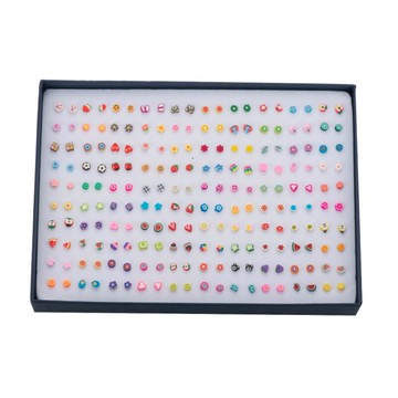 耳釘盒裝100對女塑料針韓版耳飾一套盒裝防過敏氣質可愛珍珠耳釘1入