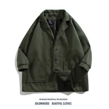 春秋毛呢大衣男韓版潮流寬松休閑帥氣港風上衣情侶百搭bf呢子外套