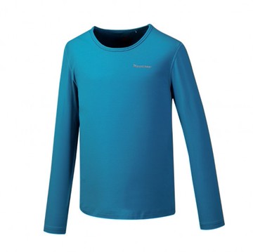 【【蘋果戶外】】山林 42K01-75 藍【男款】圓領快熱保暖上衣 刷毛衣保暖衣中層衣運動上衣 Mountneer 秋冬