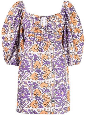 RHODE - Jeanne graphic-print dress - women - Cotton - 8 - Purple