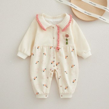 嬰幼兒衣服春秋裝長袖女寶寶公主滿月百天可愛洋氣連體衣外出抱服鑫弘-萌寶童裝可開發票