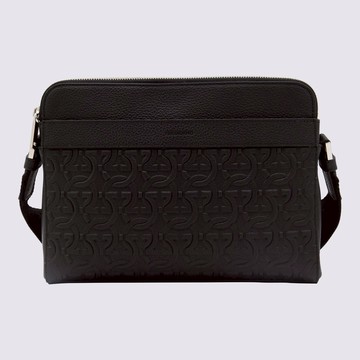 Salvatore Ferragamo Black Leather Messenger Bag