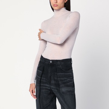 Ivory semi-sheer turtleneck