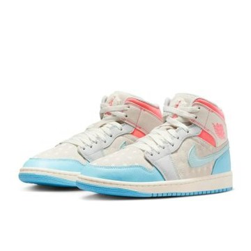 W Nike Air Jordan 1 Mid 米藍橘 中筒 麂皮 復古 星星 休閒鞋 運動鞋 女鞋 IM7420-133
