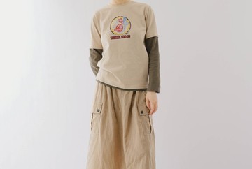 美式復古 cityboy少年感街頭休閒撞色假兩件圓領T恤