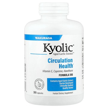 Kyolic, 陳蒜提取物，迴圈健康，配方 106，300 粒膠囊