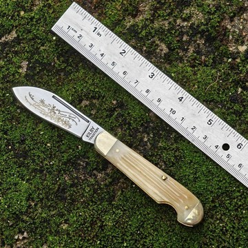【原野】美版經典老式口袋刀KILBY定製代工女王豎紋白牛骨柄440C二階