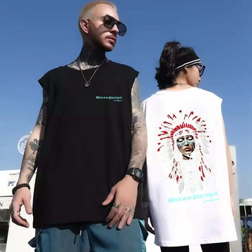 夏季潮流印花背心男 印花背心 背心男 外搭背心 大尺碼 無袖上衣 坦克上衣 背心男 男生背心（DB2104）【壹號站】